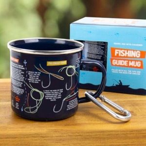 Fishing Guide Enamel Mug Cup with Carabiner ~ Dark Blue by Gift Republic